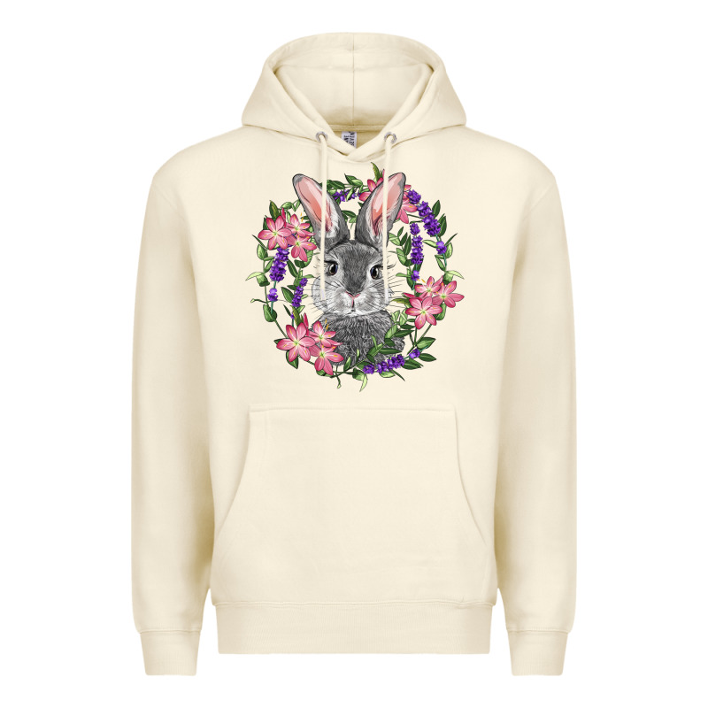 Easter Bunny With Floral Wreath Premium Hoodie by RanaPortraitStore | Teevron