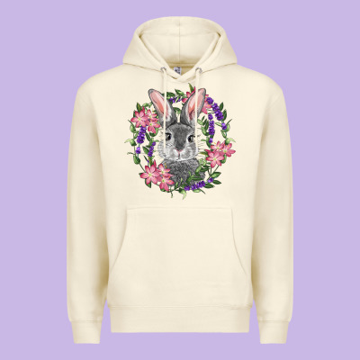 Easter Bunny With Floral Wreath Premium Hoodie Designed By Ranaportraitstore