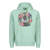 Seafoam Easter Bunny With Floral Wreath Premium Hoodie - RanaPortraitStore