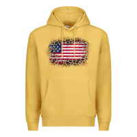 Antique Gold america leopard glitter flag Premium Hoodie - Zillion Design Studio