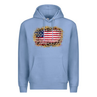 Colony Blue america leopard glitter flag Premium Hoodie - Zillion Design Studio