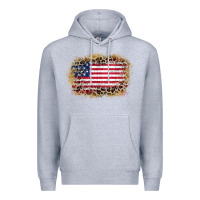 Heather Grey america leopard glitter flag Premium Hoodie - Zillion Design Studio
