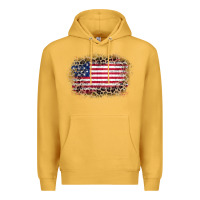 Mustard america leopard glitter flag Premium Hoodie - Zillion Design Studio