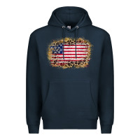 Navy america leopard glitter flag Premium Hoodie - Zillion Design Studio