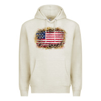 Oatmeal Heather america leopard glitter flag Premium Hoodie - Zillion Design Studio