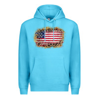Ocean Blue america leopard glitter flag Premium Hoodie - Zillion Design Studio