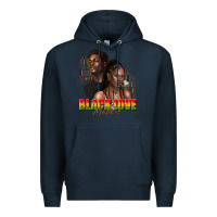 Navy afro black love matters Premium Hoodie - texasbilliewilder