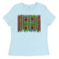 Baby Blue autism awareness leopard puzzle brush stroke Ladies Tee - Artiststas