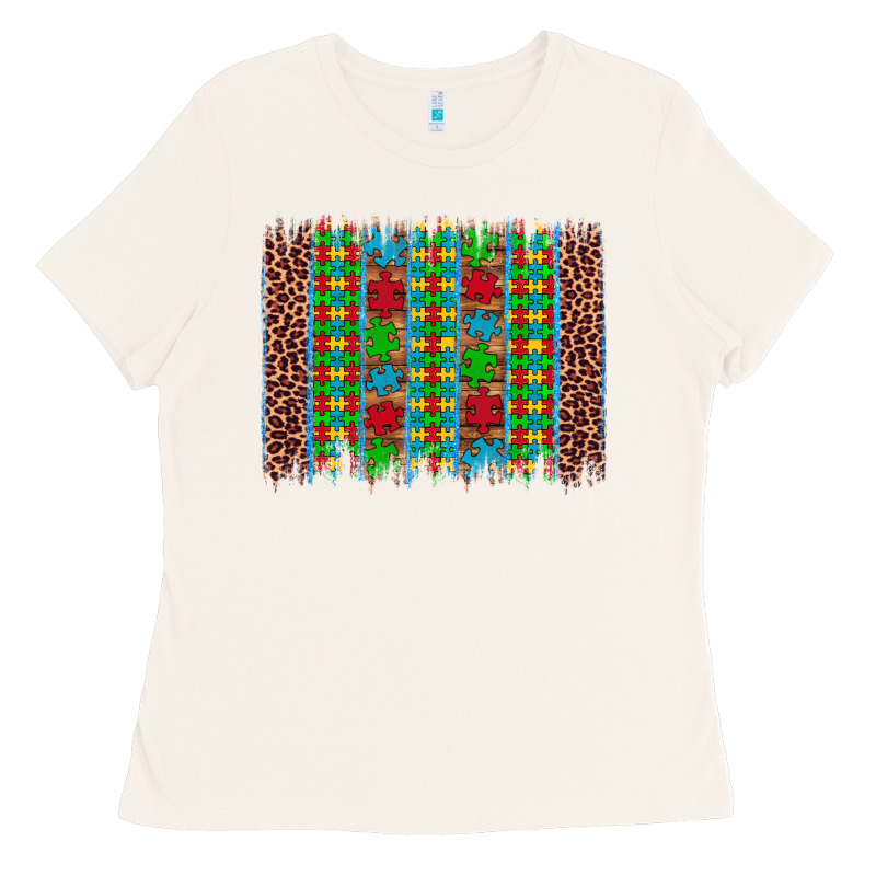 Autism Awareness Leopard Puzzle Brush Stroke Ladies Tee by Artiststas | Teevron