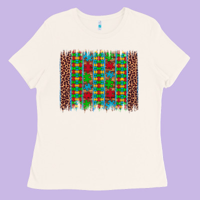 Autism Awareness Leopard Puzzle Brush Stroke Ladies Tee Designed By Artiststas