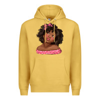 Antique Gold afro black girlchild kiss with bow Premium Hoodie - texasbilliewilder
