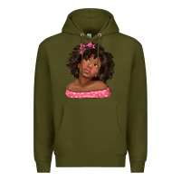 Army Green afro black girlchild kiss with bow Premium Hoodie - texasbilliewilder