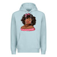 Blue Mist afro black girlchild kiss with bow Premium Hoodie - texasbilliewilder