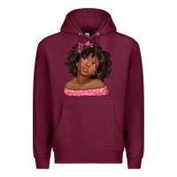 Burgundy afro black girlchild kiss with bow Premium Hoodie - texasbilliewilder