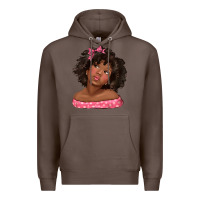 Coffee afro black girlchild kiss with bow Premium Hoodie - texasbilliewilder