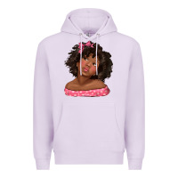 Lilac afro black girlchild kiss with bow Premium Hoodie - texasbilliewilder