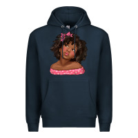 Navy afro black girlchild kiss with bow Premium Hoodie - texasbilliewilder