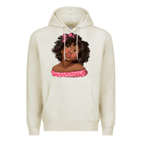 Oatmeal Heather afro black girlchild kiss with bow Premium Hoodie - texasbilliewilder