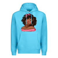 Ocean Blue afro black girlchild kiss with bow Premium Hoodie - texasbilliewilder