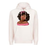 Pale Pink afro black girlchild kiss with bow Premium Hoodie - texasbilliewilder