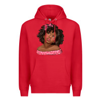 Red afro black girlchild kiss with bow Premium Hoodie - texasbilliewilder