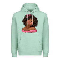 Seafoam afro black girlchild kiss with bow Premium Hoodie - texasbilliewilder