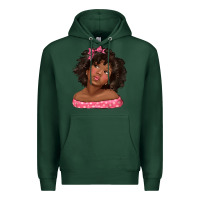 Sports Green afro black girlchild kiss with bow Premium Hoodie - texasbilliewilder