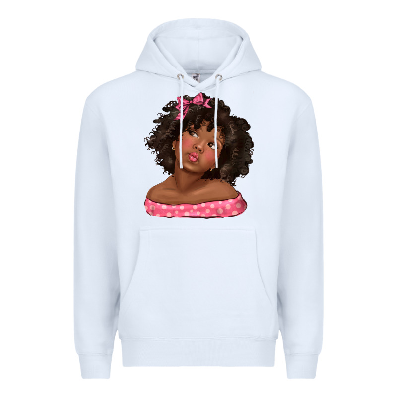 Afro Black Girlchild Kiss With Bow Premium Hoodie by texasbilliewilder | Teevron