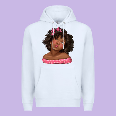 Afro Black Girlchild Kiss With Bow Premium Hoodie Designed By Texasbilliewilder