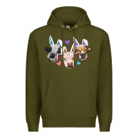 Army Green Easter Cows With Bunny Ears Premium Hoodie - RanaPortraitStore