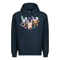 Navy Easter Cows With Bunny Ears Premium Hoodie - RanaPortraitStore