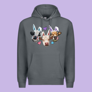 Easter Cows With Bunny Ears Premium Hoodie Designed By Ranaportraitstore