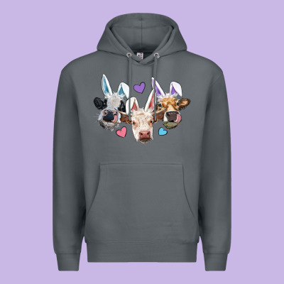 Easter Cows With Bunny Ears Premium Hoodie Designed By Ranaportraitstore