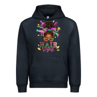 Navy hair stylist afro messy bun Urban Hoodie - texasbilliewilder