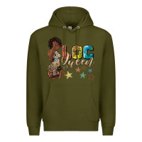 Army Green afro woman loc queen Premium Hoodie - texasbilliewilder