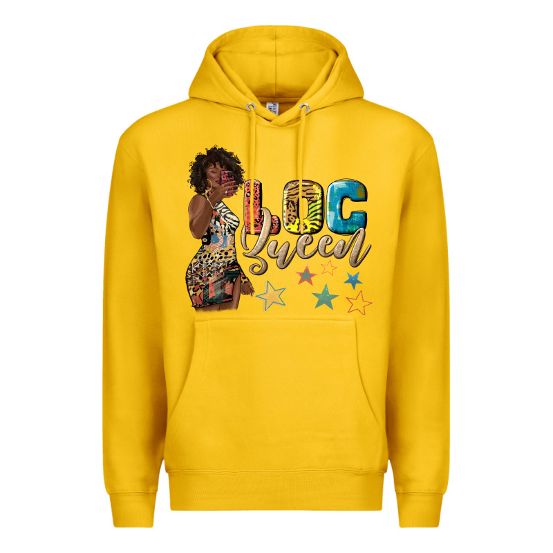 Afro Woman Loc Queen Premium Hoodie by texasbilliewilder | Teevron
