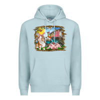 Blue Mist Easter Farm Bunny And Pig Premium Hoodie - RanaPortraitStore