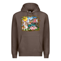 Coffee Easter Farm Bunny And Pig Premium Hoodie - RanaPortraitStore