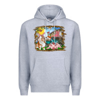 Heather Grey Easter Farm Bunny And Pig Premium Hoodie - RanaPortraitStore
