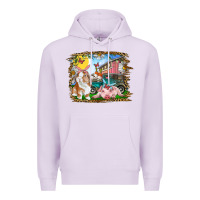 Lilac Easter Farm Bunny And Pig Premium Hoodie - RanaPortraitStore