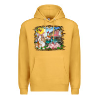 Mustard Easter Farm Bunny And Pig Premium Hoodie - RanaPortraitStore