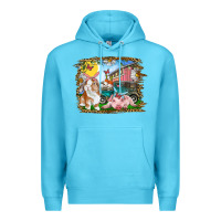Ocean Blue Easter Farm Bunny And Pig Premium Hoodie - RanaPortraitStore
