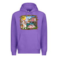 Purple Easter Farm Bunny And Pig Premium Hoodie - RanaPortraitStore