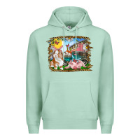 Seafoam Easter Farm Bunny And Pig Premium Hoodie - RanaPortraitStore