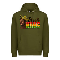 Army Green afro man black king Premium Hoodie - texasbilliewilder