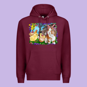 Easter Farm Chicks And Bunny Premium Hoodie Designed By Ranaportraitstore