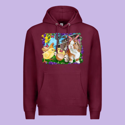 Easter Farm Chicks And Bunny Premium Hoodie Designed By Ranaportraitstore