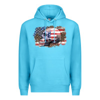 Ocean Blue american skull Premium Hoodie - Zillion Design Studio