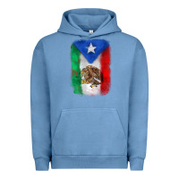 Pigment Pebble Blue mexico and puerto rico flag Urban Hoodie - Zillion Design Studio