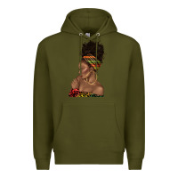 Army Green afro black woman profile juneteenth Premium Hoodie - texasbilliewilder